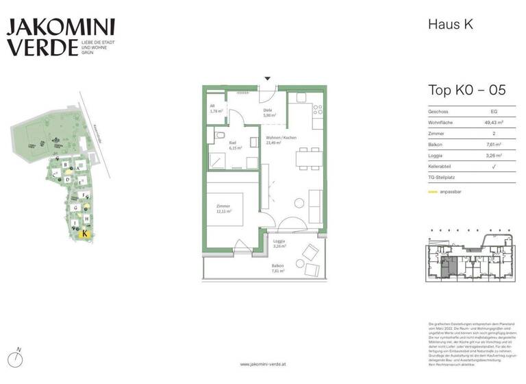 Wohnung zum Kauf - Erstbezug 249.000 € 2 Zimmer 49,4 m² EG Kasernstraße Jakomini Graz 8010