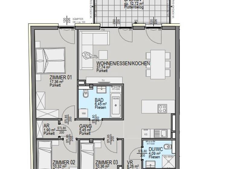 Wohnung zum Kauf - Erstbezug 478.800 € 4 Zimmer 101,9 m² 2. Geschoss Straßgang Graz 8054