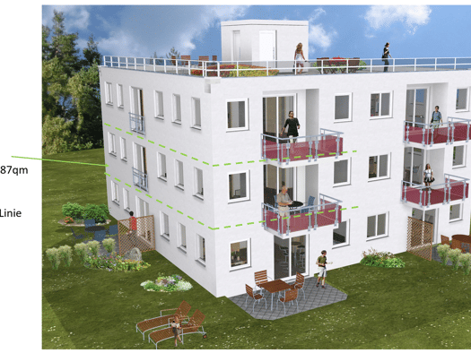 Wohnung zur Miete 1.300 € 3 Zimmer 87 m² Geschoss 1/2 frei ab 01.01.2027 Schönbrunn Landshut 84036