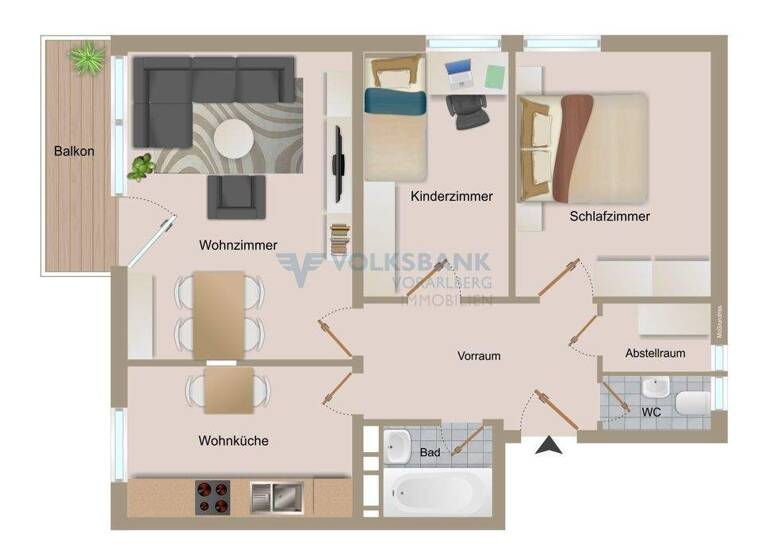 Wohnung zum Kauf 212.000 € 3,5 Zimmer 66,4 m² 2. Geschoss Kapfstraße 103 Feldkirch 6800