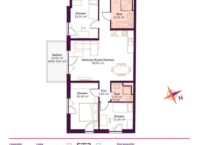 Wohnung zur Miete - Erstbezug 2.490 € 4 Zimmer 110,4 m² 1. Geschoss Archenholdstraße 19 Friedrichsfelde Berlin 10315