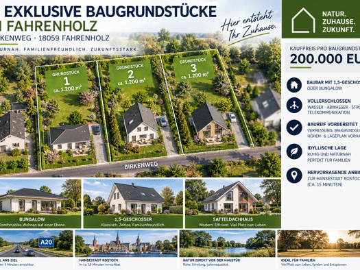 Grundstück zum Kauf 200.000 € 1.200 m² Grundstück frei ab sofort Birkenweg 10 Fahrenholz Ziesendorf 18059