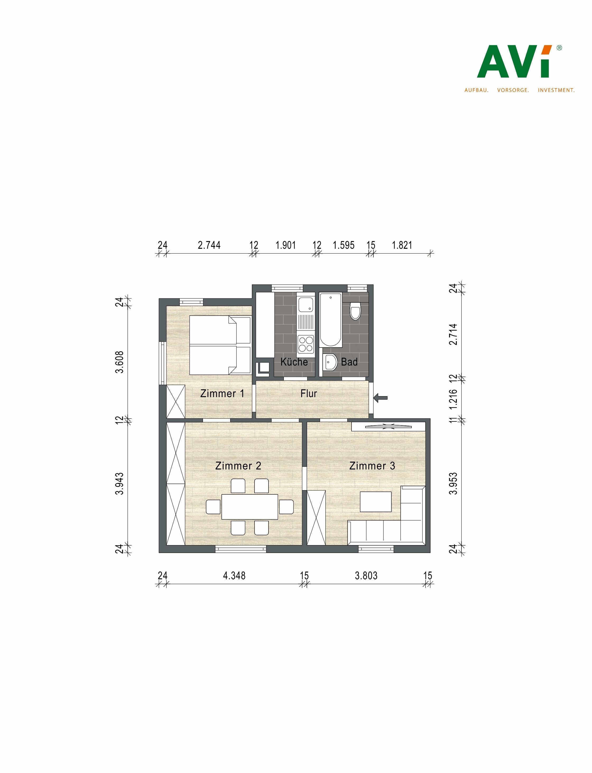 Wohnung zum Kauf 199.000 € 3 Zimmer 56 m²<br/>Wohnfläche 2.<br/>Geschoss Wangen Stuttgart 70327