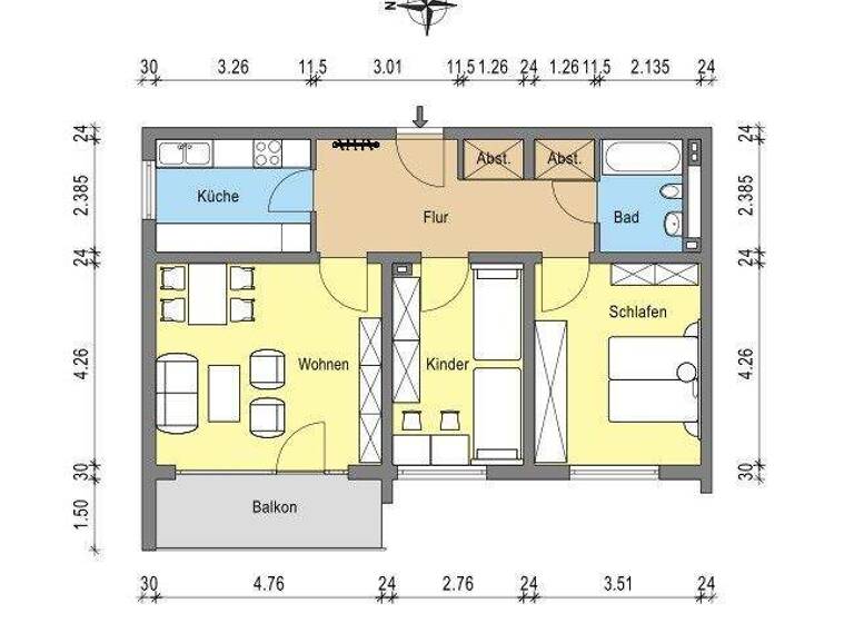 Wohnung zur Miete 532 € 3 Zimmer 74,6 m² frei ab 23.05.2026 Schmittstr. 47 Bingen 55411