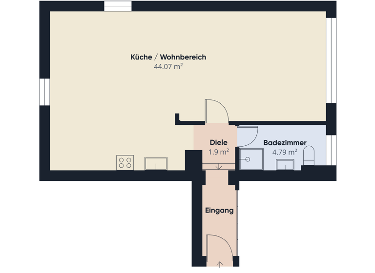 Wohnung zum Kauf 179.000 € 1,5 Zimmer 70,9 m² EG Oberschopfheim Friesenheim 77948