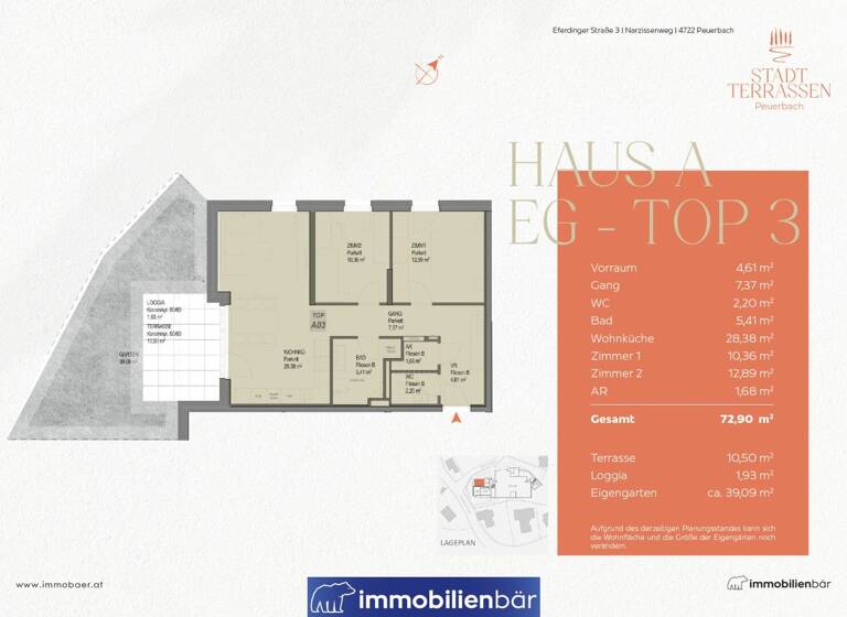 Wohnung zum Kauf - Erstbezug 353.228 € 3 Zimmer 72,9 m² EG Peuerbach 4722