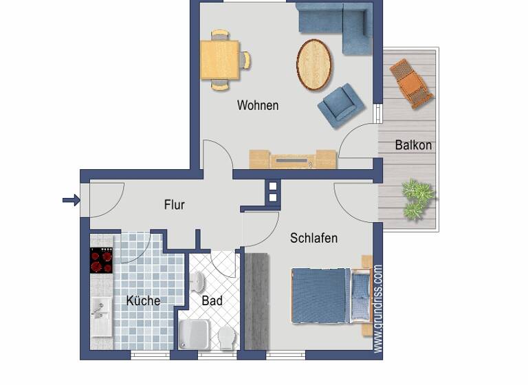 Wohnung zum Kauf provisionsfrei 101.900 € 2 Zimmer 55,9 m² 1. Geschoss Am Nordgraben 22 Bissingheim Duisburg 47279