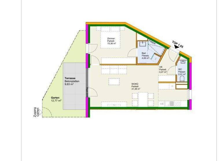 Wohnung zum Kauf - Erstbezug 329.900 € 2 Zimmer 57,9 m² EG Podersdorf am See 7141