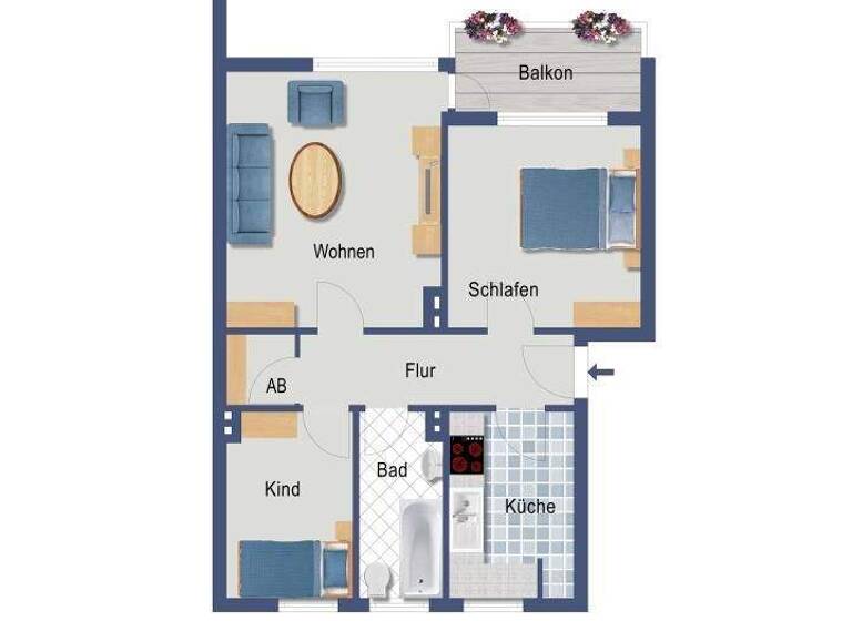 Wohnung zum Kauf provisionsfrei 171.000 € 3 Zimmer 58,6 m² 1. Geschoss Heinrich-Gefken-Straße 10 Lehe Bremen 28359