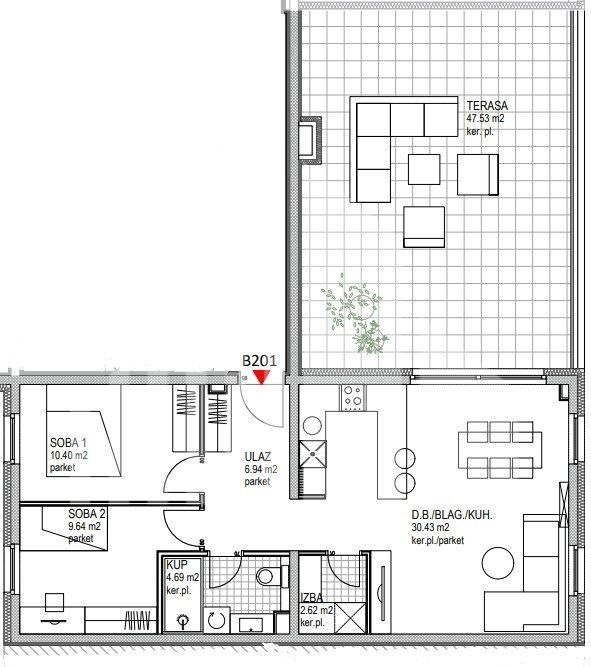 Wohnung zum Kauf 237.460 € 3 Zimmer 77 m²<br/>Wohnfläche 2.<br/>Geschoss Vrapce