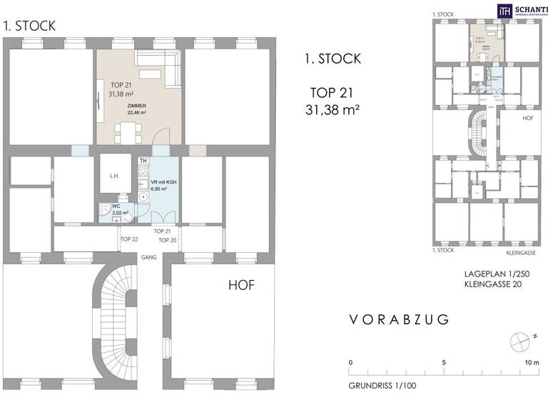 Studio zum Kauf 210.000 € 1 Zimmer 31,4 m² 2. Geschoss Kleingasse Wien,Landstraße 1030