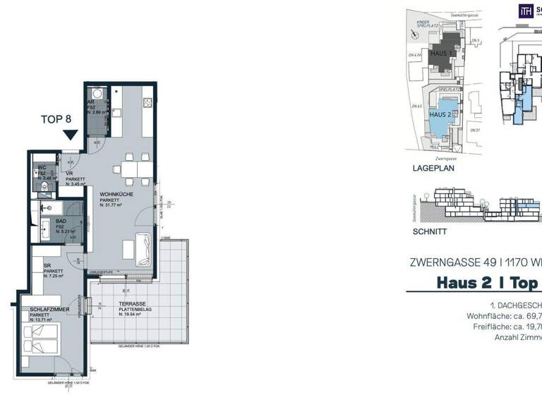 Terrassenwohnung zum Kauf - Erstbezug 692.978 € 2 Zimmer 69,8 m² Zwerngasse Wien 1170
