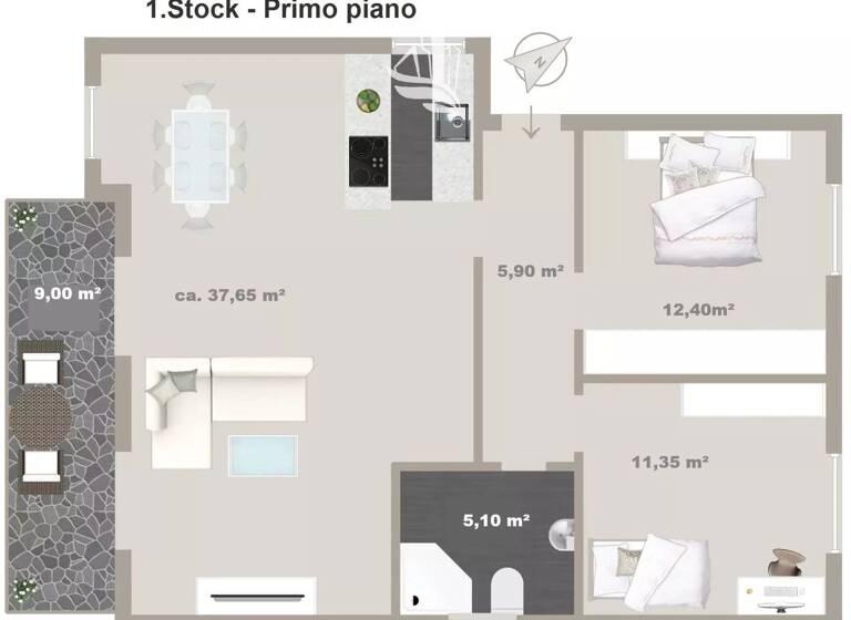 Studio zum Kauf 380.000 € 3 Zimmer 93 m² 1. Geschoss Partschins 39020