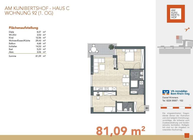 Wohnung zum Kauf provisionsfrei 399.000 € 3 Zimmer 81,1 m²<br/>Wohnfläche Witterschlick Alfter 53347