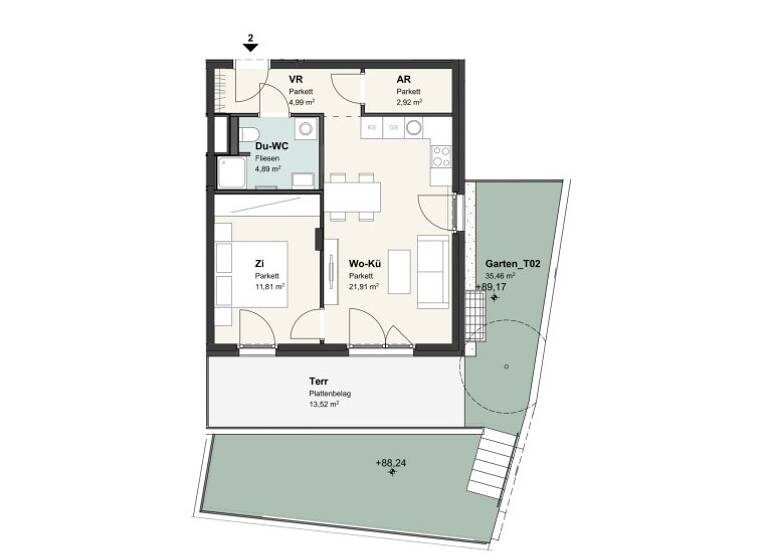 Wohnung zum Kauf 340.000 € 2 Zimmer 46,5 m² EG Flötzersteig 225 Wien 1140