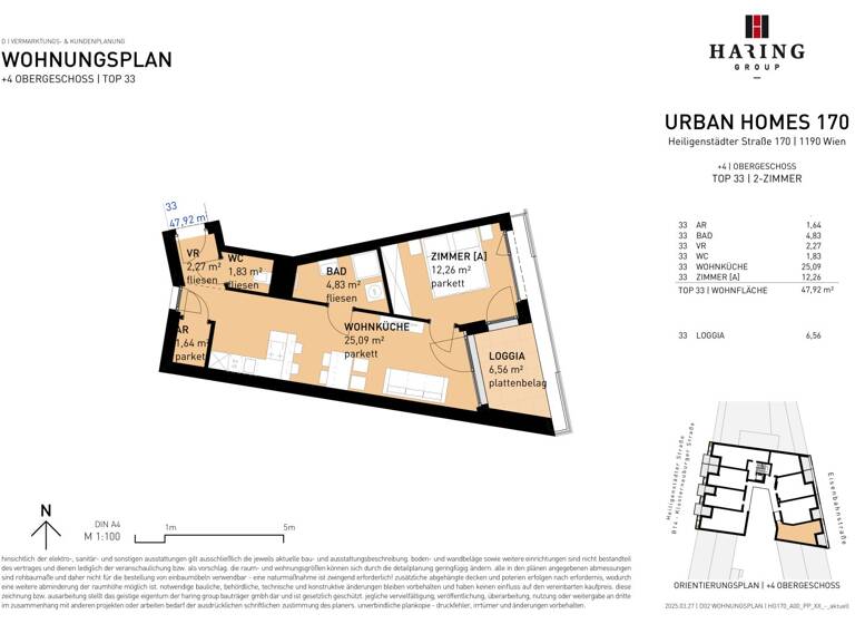 Wohnung zum Kauf - Erstbezug 404.500 € 2 Zimmer 47,9 m² 4. Geschoss Heiligenstädter Straße 170 Wien 1190