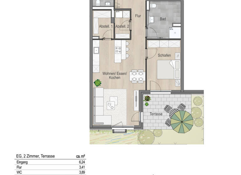 Wohnung zum Kauf - Erstbezug 539.900 € 2 Zimmer 82,9 m² EG Leitershofen Stadtbergen / Leitershofen 86391