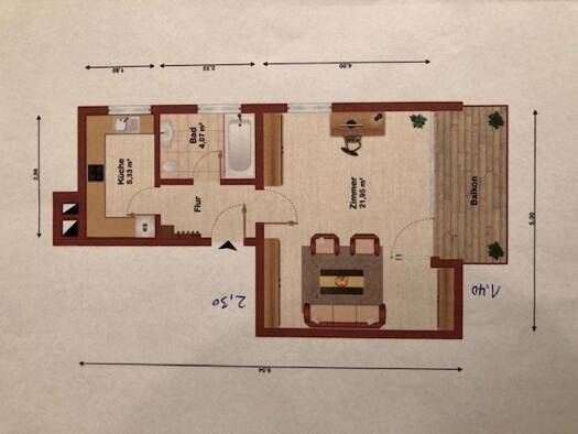 Studio zur Miete 600 € 1 Zimmer 38 m² Geschoss 1/2 frei ab 01.01.2026 West Rosenheim 83024