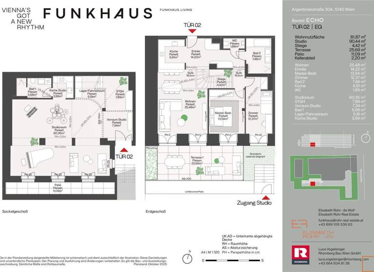 Maisonette zum Kauf - Erstbezug 1.500.000 € 4 Zimmer 81,9 m² EG Wien 1040