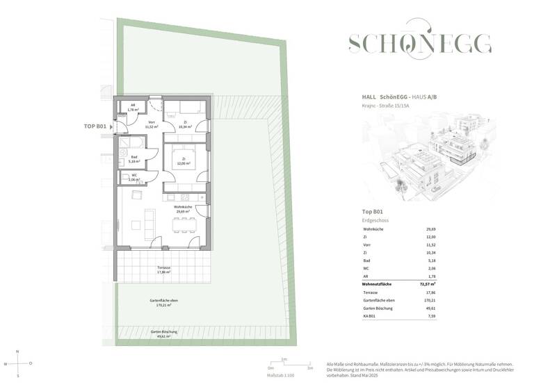 Wohnung zum Kauf - Erstbezug 584.250 € 3 Zimmer 72,6 m² EG Hall in Tirol 6060