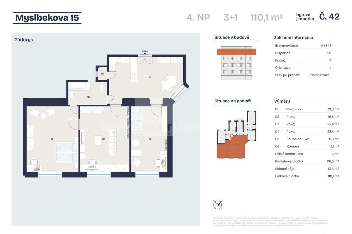 Wohnung zum Kauf 505.960 € 4 Zimmer 96 m²<br/>Wohnfläche 3.<br/>Geschoss Prag 16900