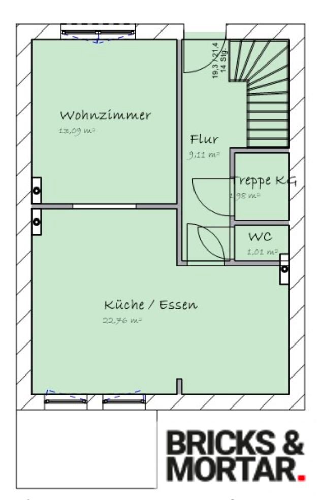 Reihenmittelhaus zum Kauf 295.000 € 5 Zimmer 90 m²<br/>Wohnfläche 123 m²<br/>Grundstück Westend Bremen 28217