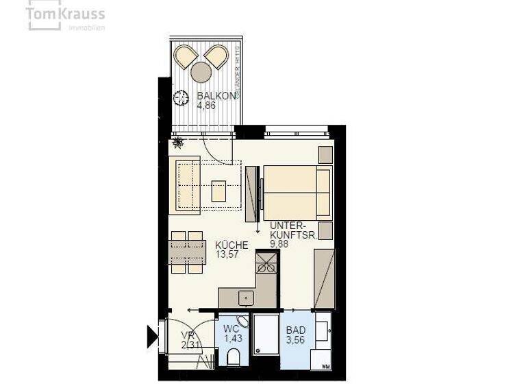 Studio zum Kauf - Erstbezug 241.224 € 2 Zimmer 30,8 m² 5. Geschoss Wien, Brigittenau 1200