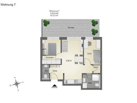 Terrassenwohnung zur Miete 870 € 3 Zimmer 67,2 m² 1. Geschoss frei ab 01.01.2027 Albstraße 66 Weigheim Villingen-Schwenningen 78056