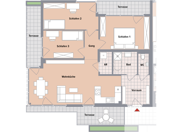 Wohnung zum Kauf - Erstbezug 449.700 € 4 Zimmer 90,7 m² Puntigam Graz,17.Bez.:Puntigam 8055