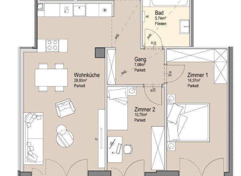Wohnung zur Miete - Erstbezug 1.855 € 3 Zimmer 81,2 m² 12. Geschoss Meiereistraße Wien 1020