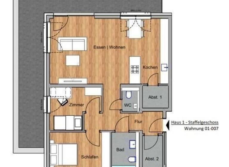Penthouse zum Kauf - Neubau provisionsfrei 493.900 € 3 Zimmer 114,7 m²<br/>Wohnfläche Dachgeschoss, 2.<br/>Geschoss ab sofort<br/>Verfügbarkeit Kuchenheim Euskirchen 53881