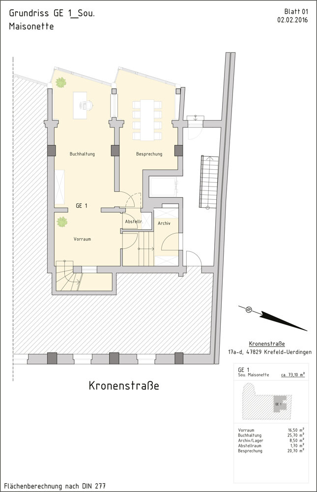 Bürofläche zur Miete 1.662 € 2 Zimmer 132,7 m²<br/>Bürofläche Kronenstraße 17 Uerdingen - Markt Krefeld / Uerdingen 47829