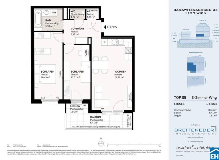 Wohnung zum Kauf - Erstbezug provisionsfrei 507.174 € 3 Zimmer 68,4 m² 1. Geschoss Barawitzkagasse Wien 1190