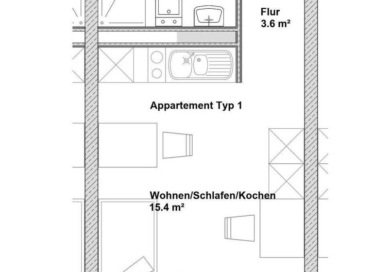 Studio zur Miete 303 € 1 Zimmer 24,2 m² 2. Geschoss frei ab 01.06.2026 Kesselsdorfer Str. 8 Löbtau-Nord Dresden 01159