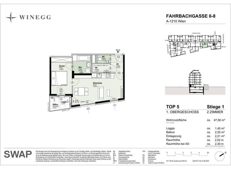 Wohnung zum Kauf - Erstbezug 271.000 € 2 Zimmer 47,5 m² 1. Geschoss Fahrbachgasse 6-8 Wien 1210