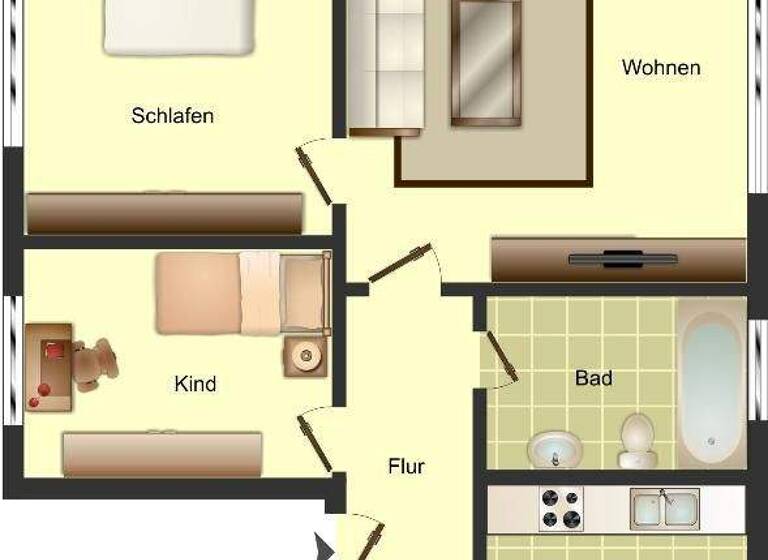 Wohnung zur Miete 504 € 3 Zimmer 59,7 m² 2. Geschoss Mecklenburger Straße 12 Innenstadt Ahlen 59229