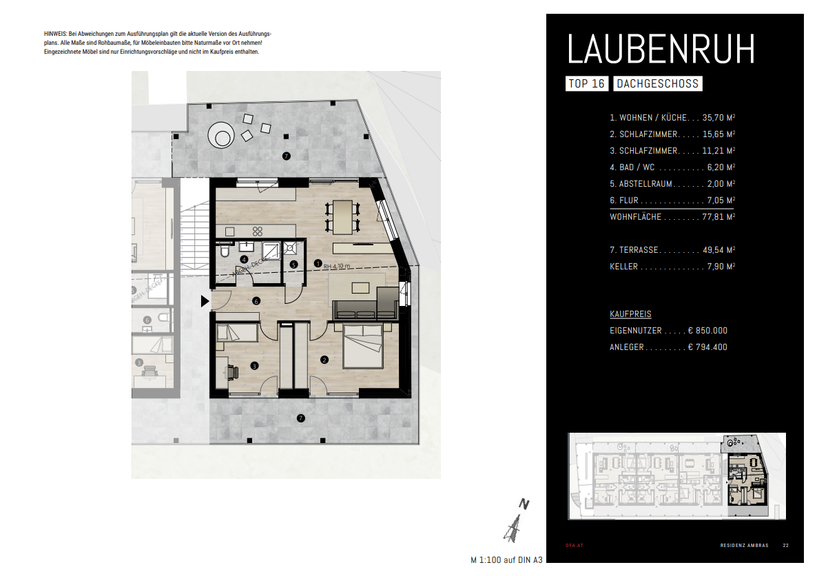 Wohnung zum Kauf provisionsfrei 850.000 € 3 Zimmer 77,8 m²<br/>Wohnfläche 2.<br/>Geschoss Amras Innsbruck 6020