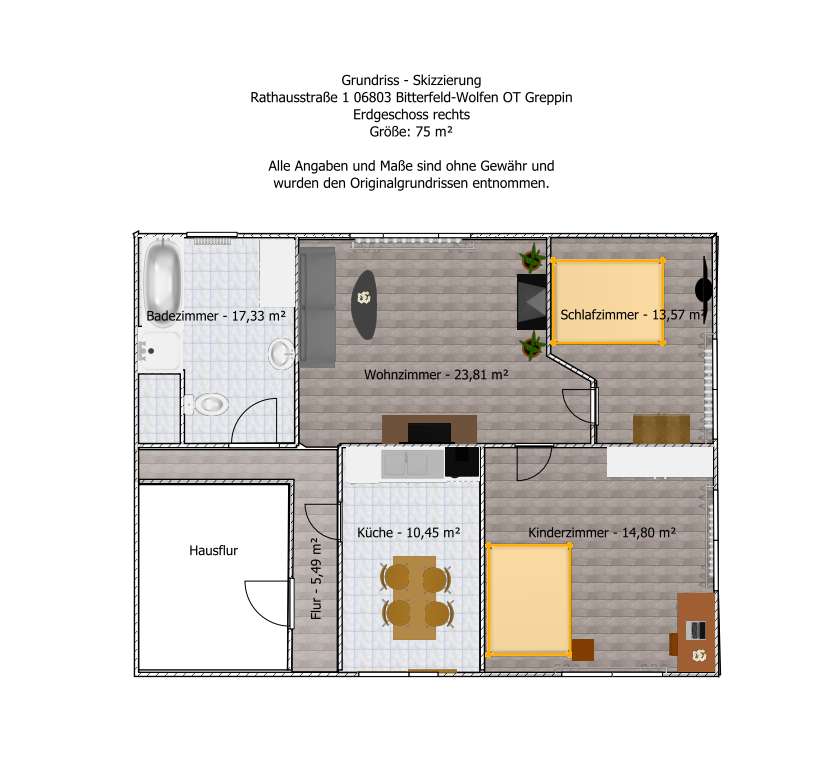 Wohnung zur Miete 488 € 3 Zimmer 75 m²<br/>Wohnfläche 1.<br/>Geschoss 01.03.2025<br/>Verfügbarkeit Rathausstraße 1 Greppin Bitterfeld-Wolfen OT Greppin 06803