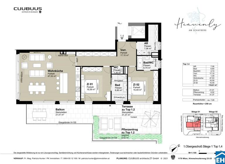 Wohnung zum Kauf - Erstbezug 3 Zimmer 116,4 m² 1. Geschoss Himmelmutterweg Wien 1170