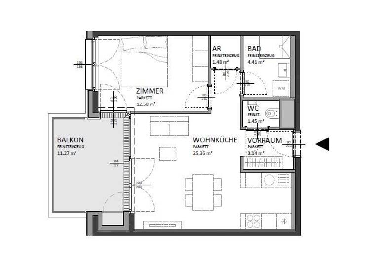 Wohnung zum Kauf 342.000 € 2 Zimmer 48,5 m² 7. Geschoss Josef-Deutsch-Strasse 5 Wien 1100