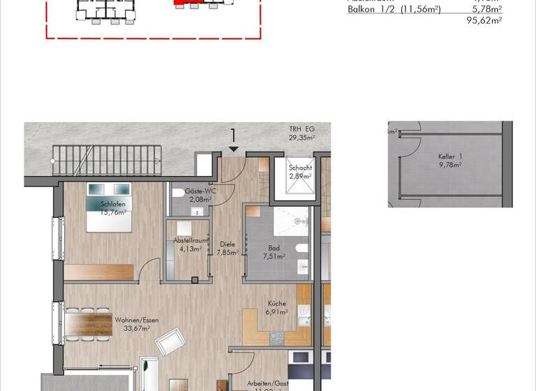 Wohnung zum Kauf - Erstbezug provisionsfrei 368.000 € 3 Zimmer 95,6 m² Nunkirchen Wadern 66687