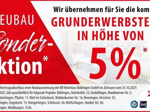 Wohnung zum Kauf - Neubau provisionsfrei 449.000 € 3 Zimmer 76 m² Weil im Schönbuch 71093