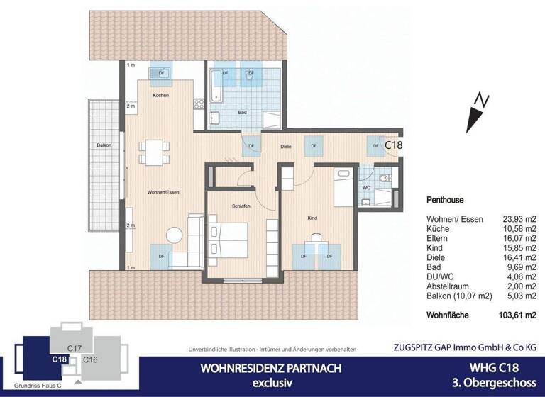 Wohnung zum Kauf - Erstbezug 1.311.000 € 3 Zimmer 103,6 m² 3. Geschoss Partenkirchen Garmisch-Partenkirchen 82467