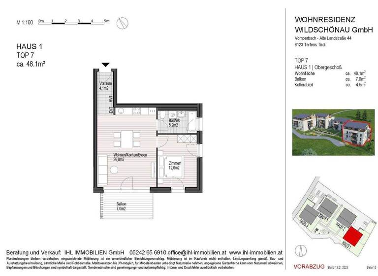 Wohnung zum Kauf - Erstbezug 2 Zimmer 48,1 m² 2. Geschoss Lenzen 239 Oberau 6311