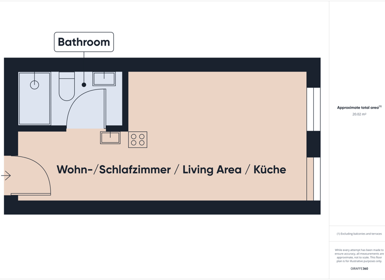 Studio zur Miete 637 € 1 Zimmer 19,2 m² 1. Geschoss frei ab 01.03.2026 Dratelnstraße 32 a-c Wilhelmsburg Hamburg 21109