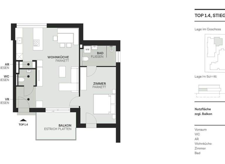 Wohnung zum Kauf - Erstbezug 444.000 € 2 Zimmer 61,2 m² Wien, Donaustadt 1220