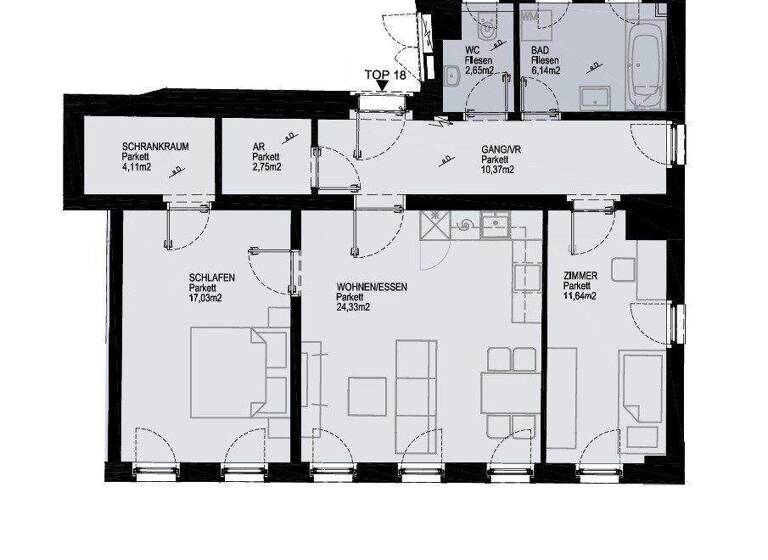 Wohnung zur Miete 790 € 3 Zimmer Waldegg Linz 4020