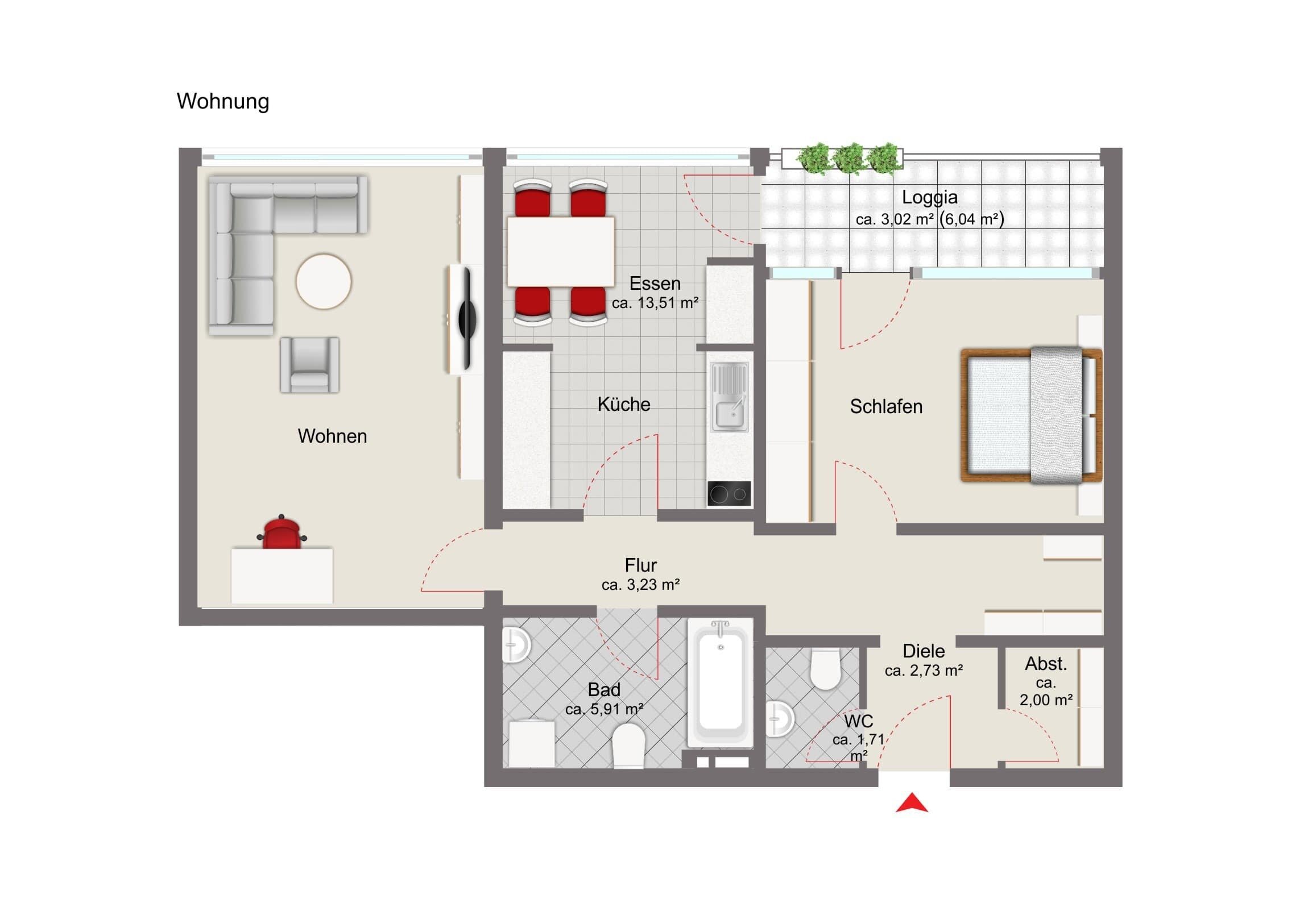 Wohnung zum Kauf 198.000 € 2 Zimmer 68 m²<br/>Wohnfläche 2.<br/>Geschoss Heining Passau 94036