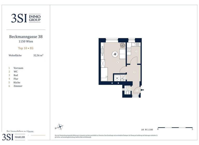 Studio zum Kauf 120.000 € 1 Zimmer 32,6 m² EG Beckmanngasse 38 Wien 1150