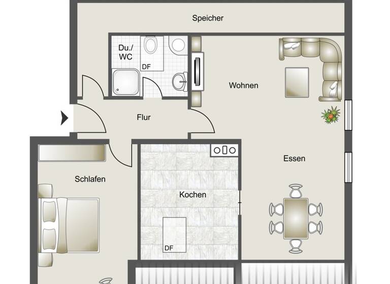 Wohnung zum Kauf 195.000 € 2 Zimmer 62 m²<br/>Wohnfläche Dachgeschoss<br/>Geschoss Bad Grönenbach Bad Grönenbach 87730